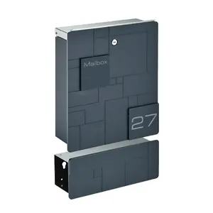 Digital Design Mailbox Modern Letter Box In Stainless Steel Lid Waterproof Post Box With Acrylic Front Panel