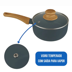 Juego de Ollas y Sartenes Modernas de Cerámica con Revestimiento de Mármol, Tapas de Vidrio, Asas de Baquelita, Antiadherentes, de Aluminio, Aptas para Inducción y Lavavajillas - Product Image 4