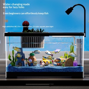 Mini Acuario de Escritorio de Plástico Transparente de Lujo con Luz LED Integrada y Bomba de Filtración para un Fácil Cambio de <span class=keywords><strong>Agua</strong></span>, Pecera para Hogar u Oficina - Product Image 2