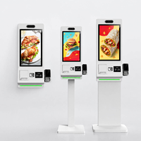 Kiosque de commande mural à écran tactile de 21,5, 24, 32, 43, 49 pouces, kiosque de paiement pour restaurant avec lecteur de code QR, imprimante de reçus