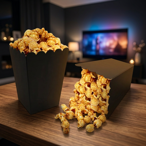 Seau à Popcorn Thème Cinéma 900ml en Papier Couché Doré Recyclable – Boîte Carrée – Vente Flash - Product Image 5