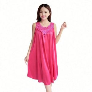 I-0566 Camisón de Verano Sexy sin Mangas para Mujer, de Gasa, con Cintura Elástica, Suave y Transpirable, Largo hasta el Suelo - Product Image 1
