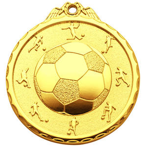 Medallas de Fútbol Personalizadas por el Fabricante con Diseño de Cinta, Medallas Deportivas Exclusivas de Aleación de Zinc Fundido, Bañadas en Oro - Product Image 1