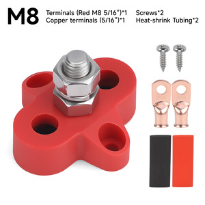 M6 Terminal Block Kit Red 1/4 Copper Terminals Screws Heat Shrink Tubing For <b>Yachts</b> Ships Cars Rvs 12V 24V - Product Image 2