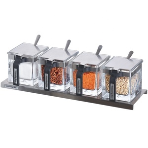 4pcs Cucina <span class=keywords><strong>sale</strong></span> <span class=keywords><strong>e</strong></span> <span class=keywords><strong>zucchero</strong></span> condimento box spezia vaso set con ripiano - Product Image 1