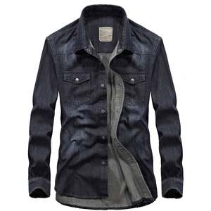 Veste en jean vintage à manches longues et coupe ajustée pour hommes avec poches Vêtements <span class=keywords><strong>rockabilly</strong></span> teints en fil respirant Style printanier durable - Product Image 2