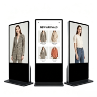 Écran publicitaire numérique sans écran tactile sur pied, 65 pouces, boîtier multicolore, télécommande, CMS intégré, pour banque