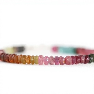 Bracelet en perles de tourmaline naturelle, perles de cristal multicolores facettées, unisexe, tendance chrétienne, bijoux d'anniversaire # Cadeau - Product Image 4