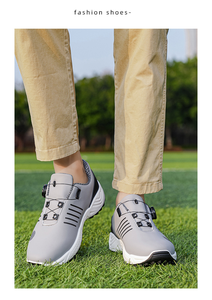 Zapatos de Golf Unisex Grises con Sistema de Cordones Boa, Parte Superior de PU, Suela de Goma, Entresuela de EVA, Forro de Malla, Diseño Transpirable e Impermeable - Product Image 6