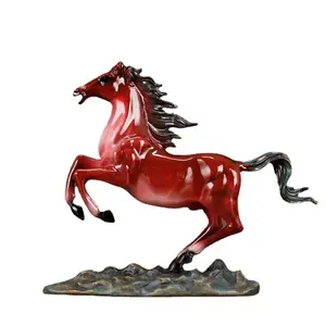Fábrica personalizar Natal moderno artesanato cavalo vermelho ocidental metal casa arte decoração cobre ornamentos