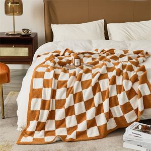 2023 Vente Chaude En Gros Plaid Super Doux Chunky Damier Microfibre Tricoté Jeter Couverture pour L'hiver QPG - Product Image 5