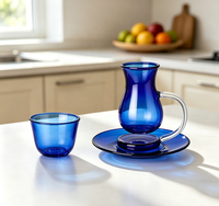 Ensemble de tasses en verre borosilicate coloré avec poignée, petite tasse à café et soucoupe, style pichet pour servir le café et le thé