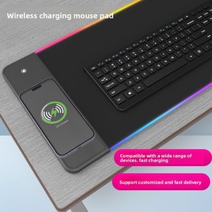 Alfombrilla de Ratón para Juegos y Oficina, Antideslizante, Gruesa, con Carga Inalámbrica para Teléfono Móvil, con Cable USB de 1.8m, Venta al Por Mayor - Product Image 2