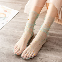 Nouvelles chaussettes rétro en maille pour femmes, respirantes, taille unique, fines, transparentes, couleur or argent, pailletées, brillantes