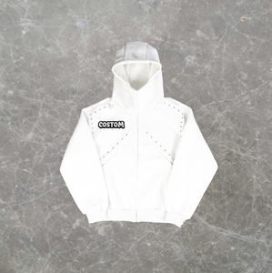 Pulls décontractés à capuche surdimensionnés pour hommes en molleton 100% coton avec fermeture éclair et finition délavée, design anti-froid - Product Image 3