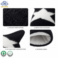 Bonnet en tricot jacquard à oreilles de chat et étoiles en peluche, style streetwear, personnalisable, vente en gros, fournisseur, 8 couleurs, OEM ODM, marque privée