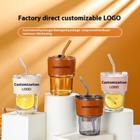 Tasse en verre au design moderne tasse à café avec logo imprimé et bouteille d'eau avec pailles cadeau d'ouverture exclusif pour les fêtes et événements