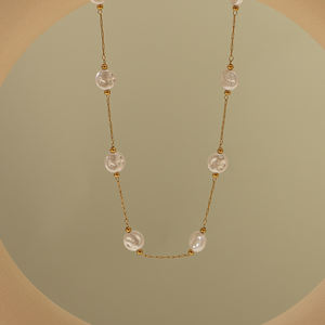 ミニマリストスタイル淡水ラウンドフラットパールネックレスブレスレットセットステンレススチールピュアパールセットクラシックパールジュエリー - Product Image 4