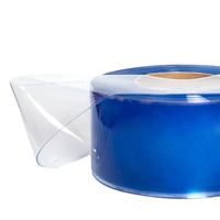Tirai PVC Strip Biru Transparan Tahan Air, Tahan Angin, Tahan Debu, Tahan UV, Gulungan Pintu Industri untuk Pintu Masuk Gudang & Bengkel