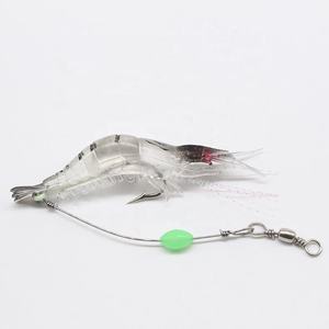 Señuelos de pesca de camarón de silicona, plástico luminoso suave, 80mm, 6,5g, con gancho, venta al por mayor - Product Image 4