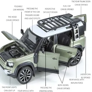 Modellino Auto Land Defender 110 Fuoristrada in <span class=keywords><strong>Scala</strong></span> <span class=keywords><strong>1</strong></span>:<span class=keywords><strong>24</strong></span> in Lega di Zinco con Suono e Luci, Funzionamento a Batteria, da Collezione per Bambini - Product Image 5
