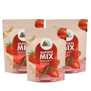 Bolsa con Cierre Vertical para Mezcla de <span class=keywords><strong>Alpiste</strong></span> con Sabor a Fresa, Bolsa Resellable con Estampado Dorado para Envasado de Bebidas en Polvo - Product Image 1
