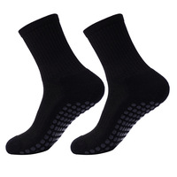 Chaussettes de sport épaisses en tricot avec grip, antidérapantes et rembourrées pour le football, pour hommes et femmes, chaussettes de sport athlétiques, chaussettes antidérapantes pour la barre et l'hôpital, grandes, noires, taille 2