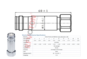 Đầy đủ Brass 5 Wát 3 /6/8/10/15/20 dB thấp VSWR 4.3/10 Suy hao DC-4 Ghz 4.3-10 Nam vít để 4.310 nữ RF nối suy giảm - Product Image 2
