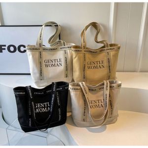 New Fashion Letter Handle Custom <b>Canvas</b> Tote Bags Thickened Grocery Cotton Shopping Tote Bag with Logo for Advertising Gift - Product Image 1