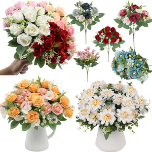 Bouquet de fleurs artificielles en soie pivoines et roses, décoration de mariage et d'intérieur, accessoires de photographie extérieure - Product Image 1