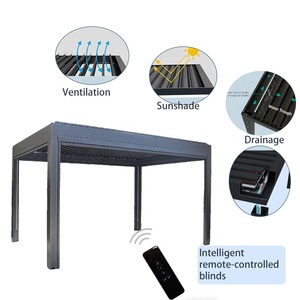 Pérgola Bioclimática Motorizada de Aluminio con Lamas de Vidrio Ajustables para Jardín, Gazebo Moderno Personalizado y Retráctil Automático para Exteriores - Product Image 5