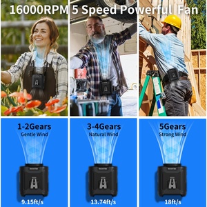 Socool Fan 10000mAh Electric Portable Waist Rechargeable USB Mini Wearable LED <b>Clip</b> Neck Fan with Brushless Motor - Product Image 4