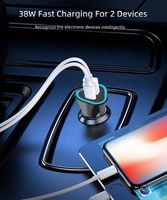 Adaptateur chargeur de voiture USB C 38W double port USB a Plug PD Charge rapide Caméra de téléphone portable Adaptateur chargeur de voiture USB C intelligent
