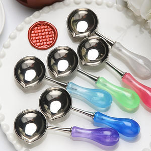 Cuchara para cera de sellado con mango de plástico y cuenco plateado para derretir gránulos de cera, herramienta para sellos de cera. - Product Image 5