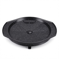 Plaque de cuisson ronde antiadhésive en aluminium moulé sous pression pour barbecue coréen, idéale pour le camping, les cuisinières à gaz et les pique-niques