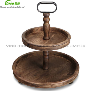 Plateaux décoratifs à 2 niveaux en bois Vino pour la maison et les restaurants, présentoir de buffet, finition peinte, sans danger pour les aliments, pour comptoir - Product Image 6