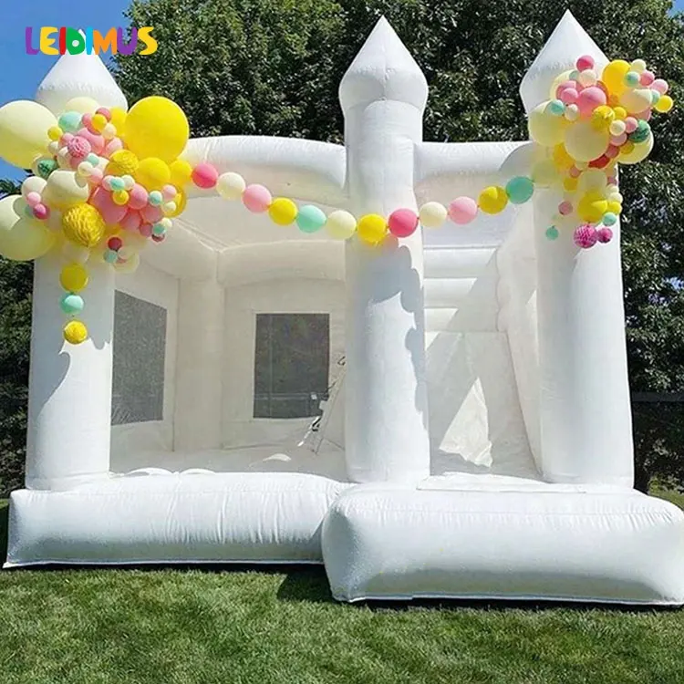 Bouncing Inflatable Castle Jumping 13ft Mini Bouncy Combo Commercial White Bounce House