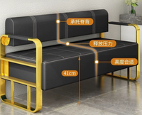 Conjunto de Sofá Cama Chesterfield Moderno y Contemporáneo de Cuero PU con Patas Metálicas para Sala de Estar, Hotel, Comedor, Almacén y Oficina