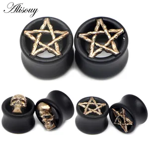 Wholesale Wood Ear Plug Flesh Tunnels Skull Star Shape Body Piercing Jewelry Gauge Stretcher Expander Jewelry For Women Men