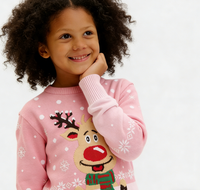 Pulls en tricot jacquard épais à col rond pour filles, style 'Ugly Christmas', collection 2026, vente en gros, fabricant