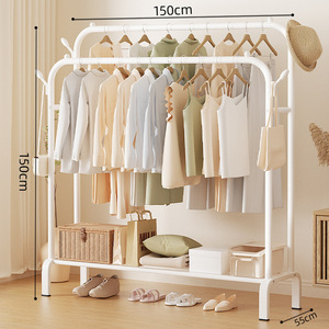 Perchero de Ropa de <span class=keywords><strong>Metal</strong></span> Grueso con Doble Barra y Ganchos, Organizador de Ropa de Gran Capacidad de 150 cm para Dormitorio y Balcón - Product Image 3