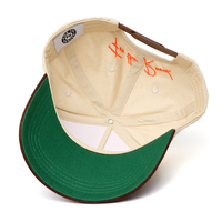 Casquette de baseball à 5 panneaux avec logo brodé 3D en relief, bicolore, de haute qualité, certifiée BSCI CE, avec dessous de visière vert