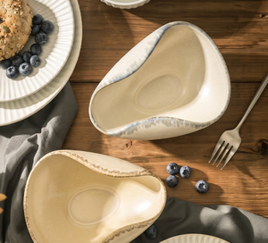 Bol en grès céramique vintage irrégulier, glaçure réactive, pour salade et soupe, logo personnalisé pour hôtels et restaurants haut de gamme, vente en gros - Product Image 6