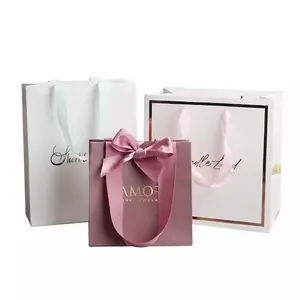 Custom Durable Luxury Lady Festival Gift Bag Shopping Bags With Handles Elegant Boutique Shopping Bags With Your Store Logo