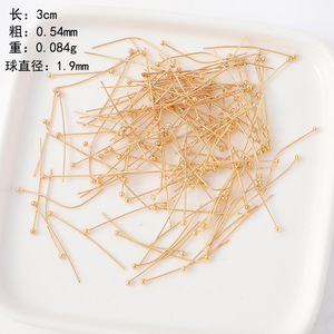 หมุดลูกปัดทองแดงชุบทอง 18K ขนาด 3.2 ซม. เส้นผ่านศูนย์กลาง 0.54 มม. ลูกบอลขนาด 1.9 มม. อุปกรณ์ทำเครื่องประดับสำหรับต่างหู DIY - Product Image 4