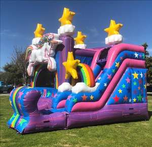 Надувной батут-горка «Радужный единорог» для девочек, розовый, с защитой от УФ-излучения и водонепроницаемостью, новый дизайн - Product Image 2