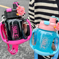 Bouteille d'eau à double poignée, grande capacité, avec paille, pour filles, fitness et sport