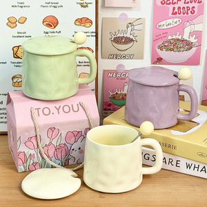 To.You Ceramic <b>Mug</b> 301-400ml With Lid Heat Resistant Gift For Women Home Use - Product Image 2