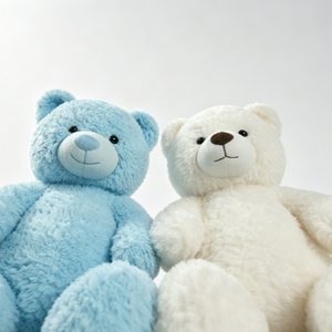 Customized Soft Fluffy Matching Sitting <b>Stuffed</b> Bear Duo, Twin Teddy Bears, Gender Neutral Nursery Decor - Product Image 1