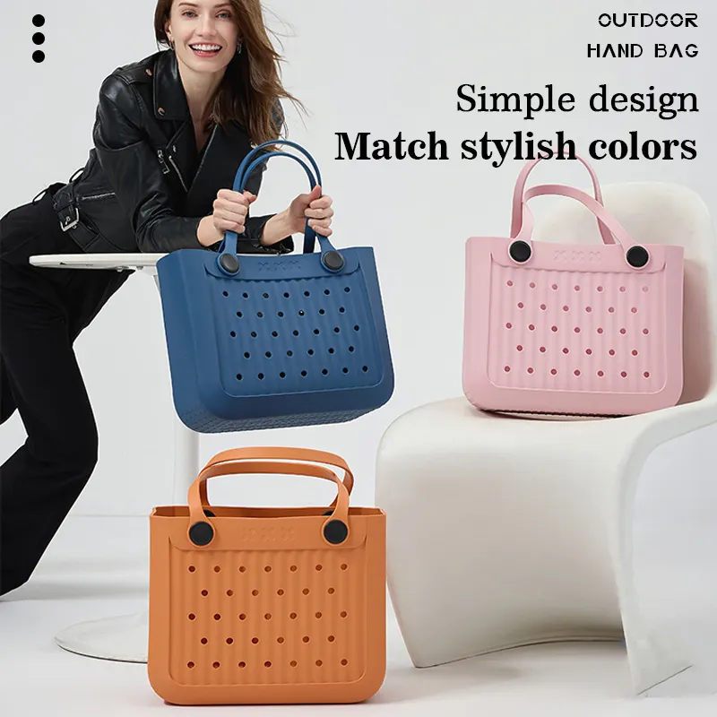 Hot Sale Women's Summer Rubber Large Fashion EVA Silicone Tote Bags Custom Waterproof Beach Bags Wholesale Canvas Dot Bogg Bag